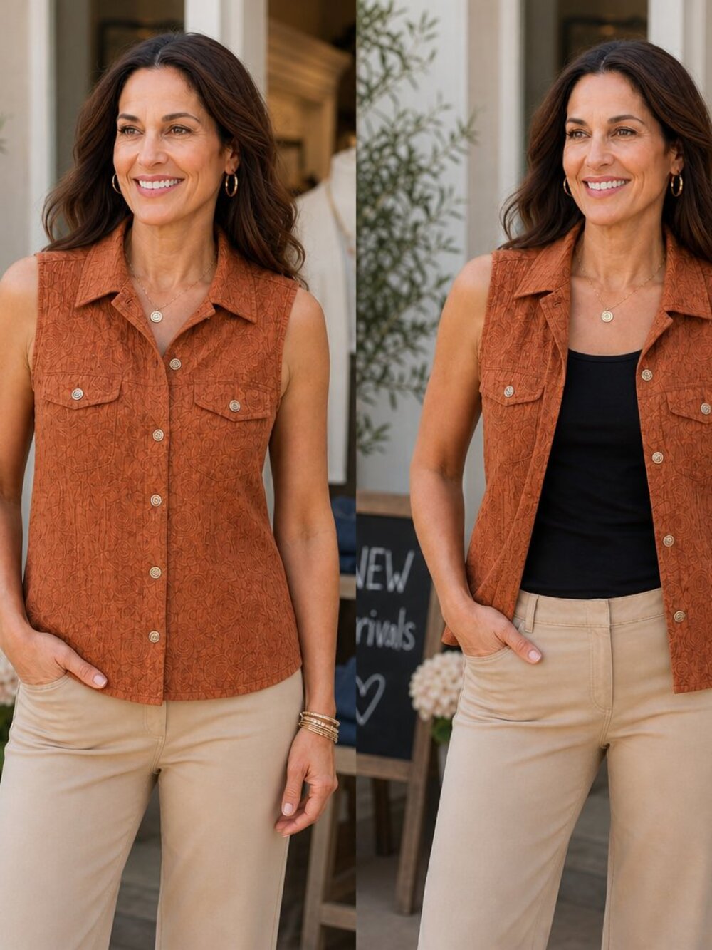 Chico’s Rust Textured Sleeveless Top / Vest – Women’s Size 0